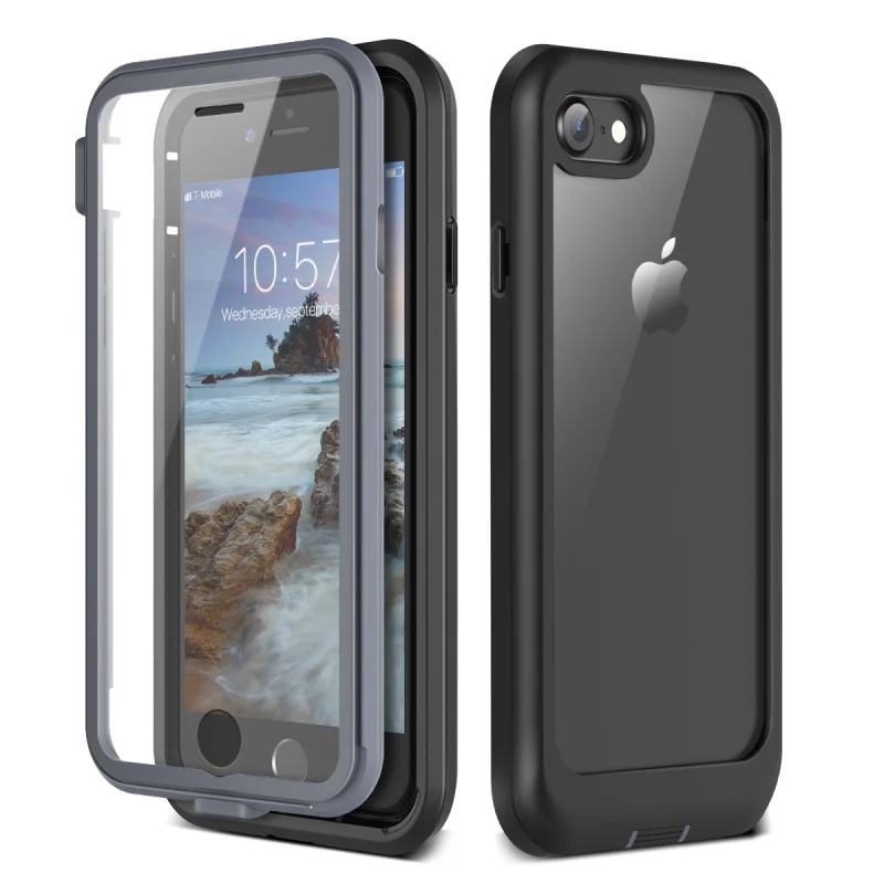 Полный прочный бампер чехол для iphone 8 7 Plus X XS max Xr PC TPU прозрачная задняя крышка