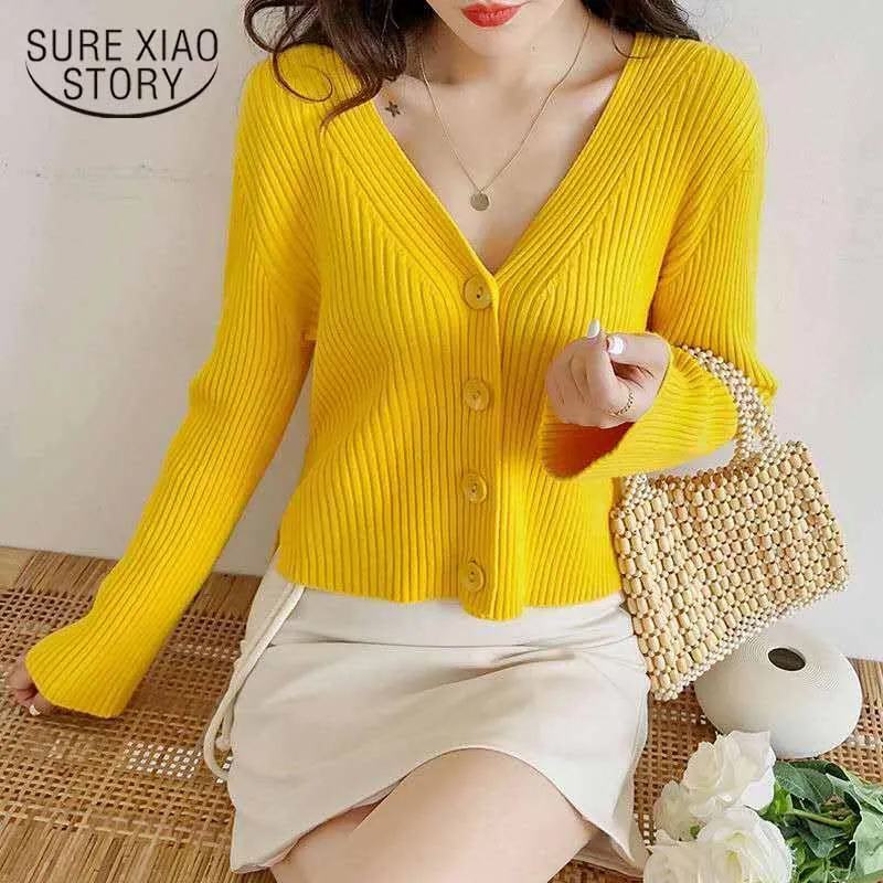 Korean Style Autumn Women's Knitwear Sweater Cardigan 2022 V-neck Long Sleeve Sweater Women Chic Short Feminine Pull Femme 11036
Korean Style Autumn Women's Knitwear Sweater Cardigan 2022 V-neck Long Sleeve Sweater Women Chic Short Feminine Pull Femme 11036