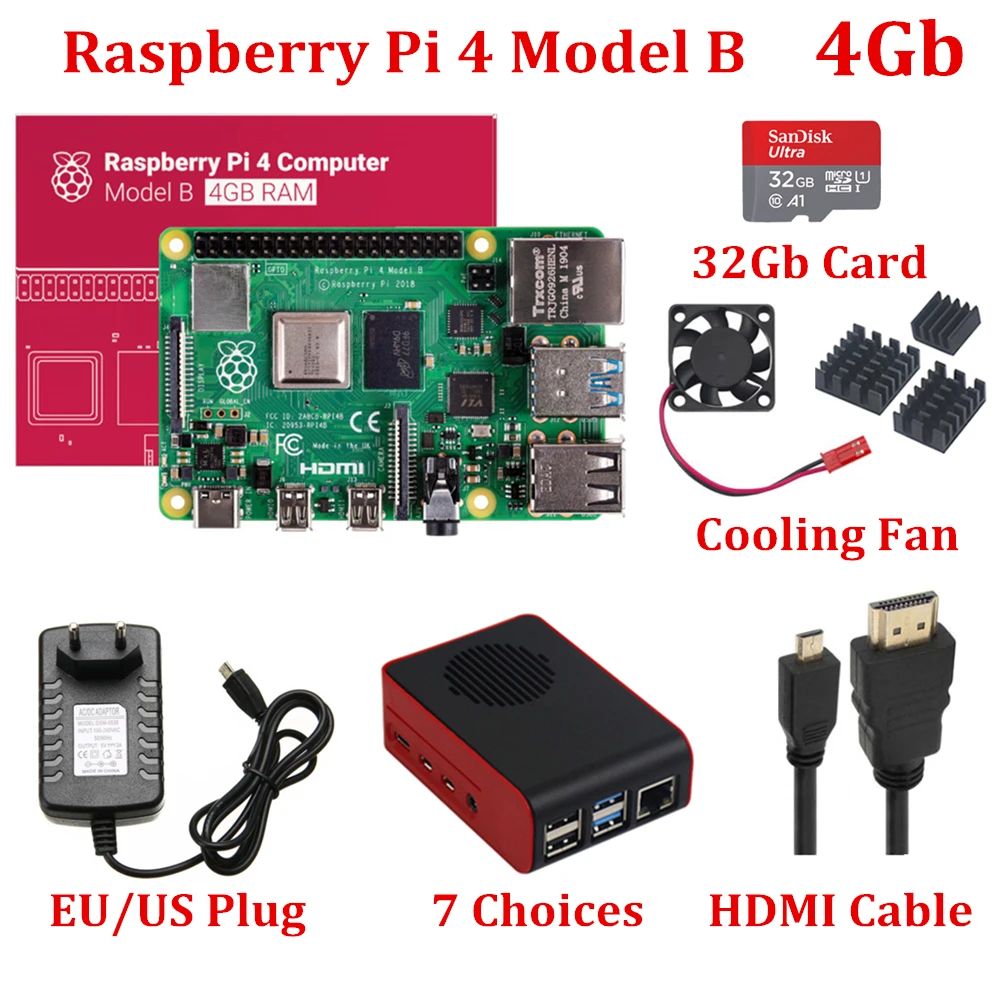 Новый Raspberry Pi 4 Модель B Гб Оперативная память с охлаждающим вентилятором