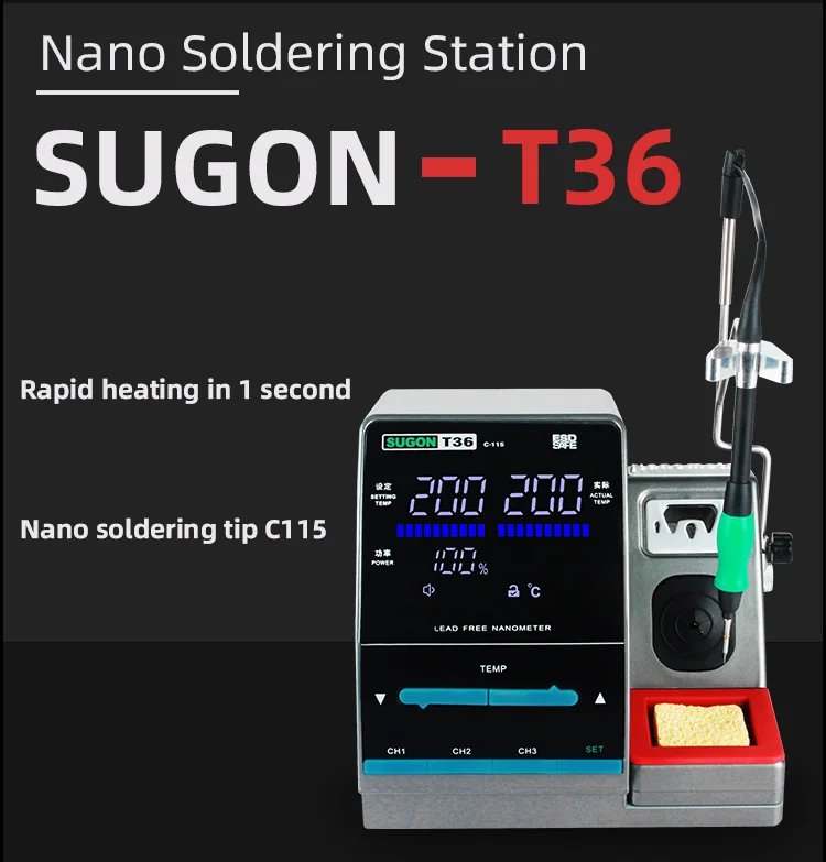 Нано-паяльная станция SUGON T36 1S с быстрым нагревом и паяльником JBC для ремонта компонентов интегральной схемы 4,9
Нано-паяльная станция SUGON T36 1S с быстрым нагревом и паяльником JBC для ремонта компонентов интегральной схемы 4,9