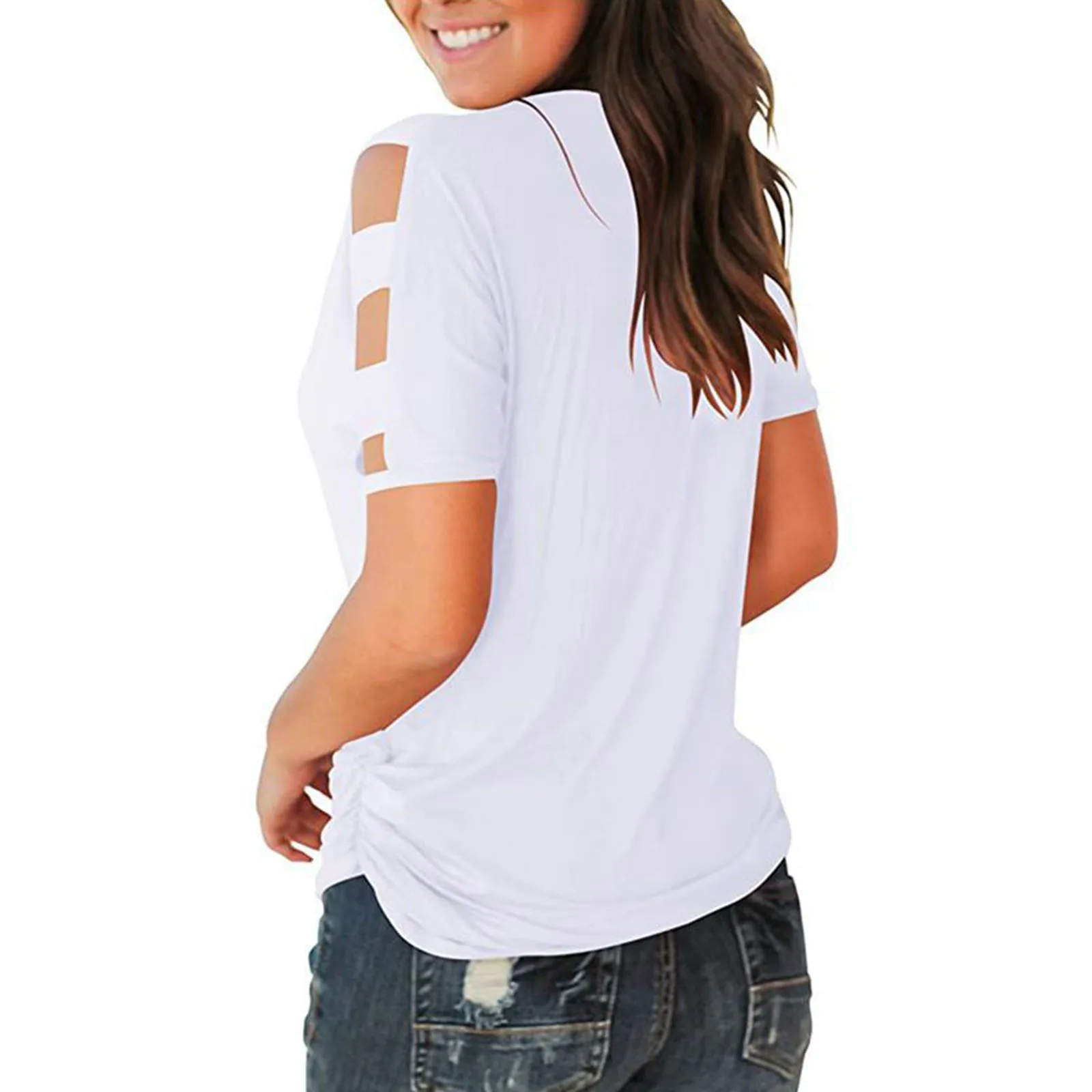 40# Sexy V Neck Hollow Out Summer Blouses Elegant Solid Color Women Blouse Top 2021 Female Casual Short Sleeve Blusas Mujer
40# Sexy V Neck Hollow Out Summer Blouses Elegant Solid Color Women Blouse Top 2021 Female Casual Short Sleeve Blusas Mujer