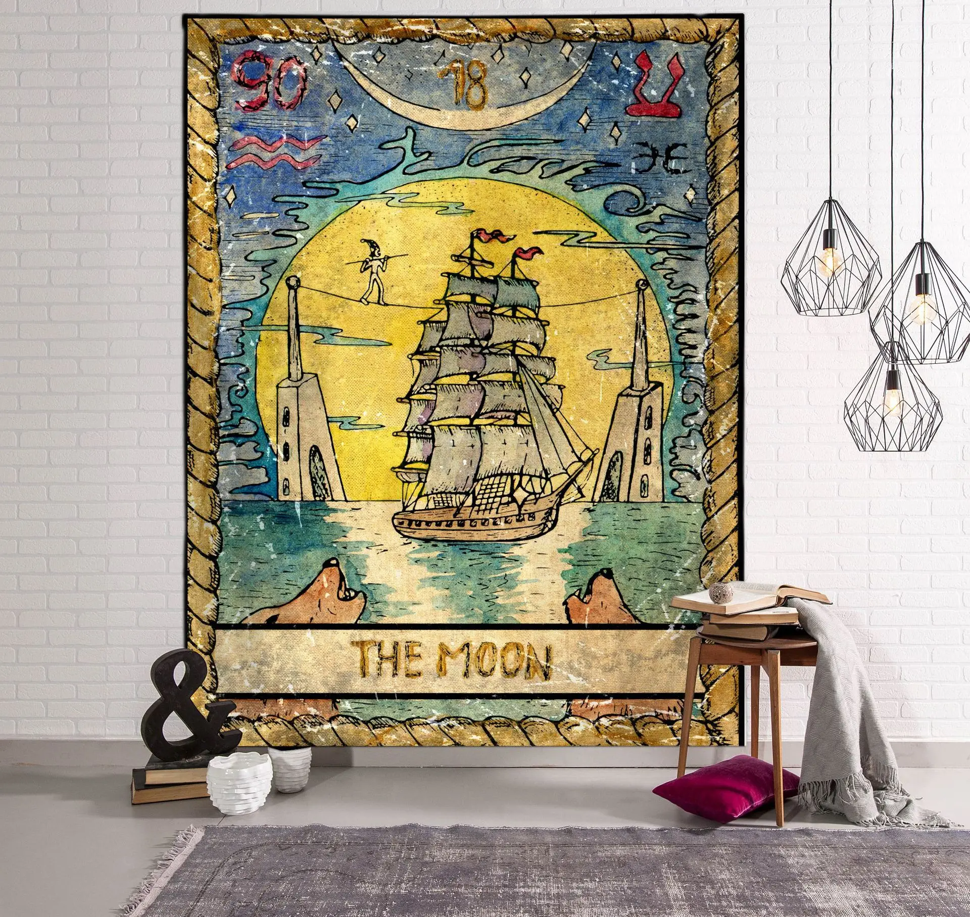 

Tarot card psychedelic scene home decoration art tapestry hippie bohemian decoration divination wall hanging sheets