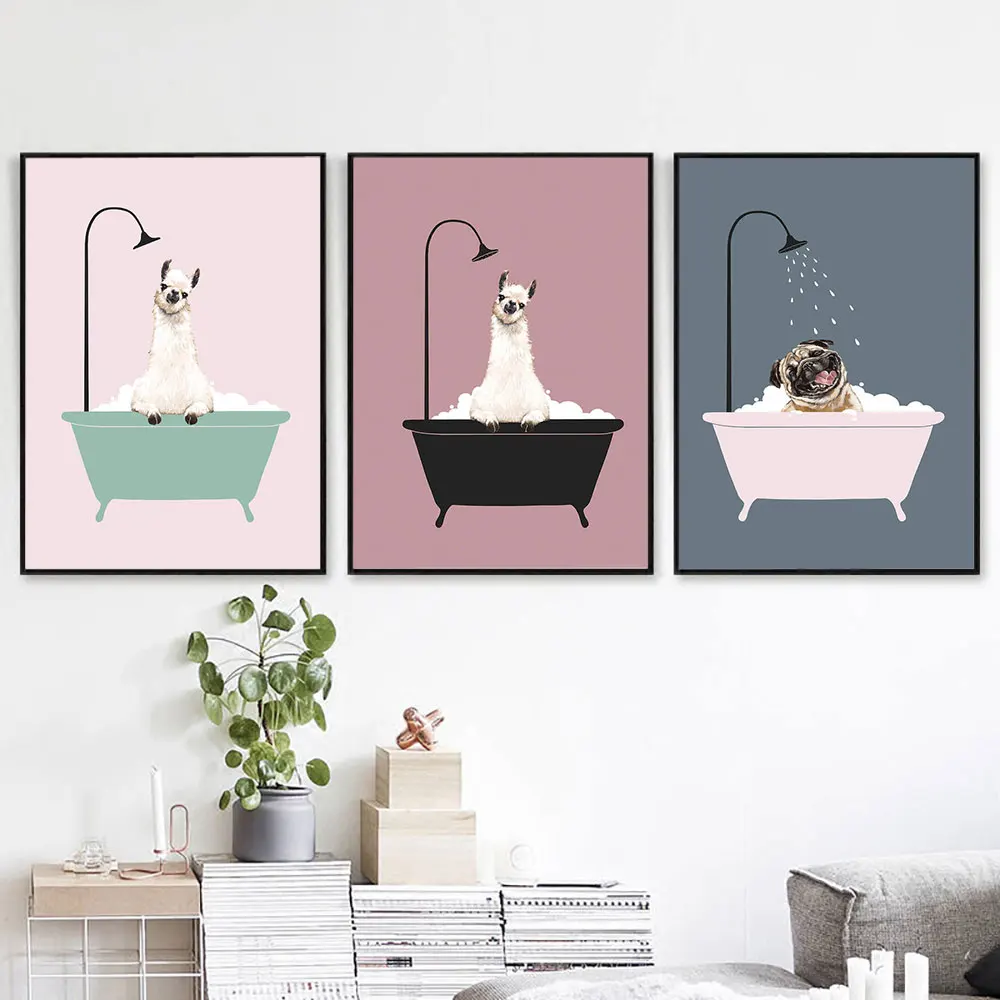 Cartoon Pet Shop Animal Bath in Bathtub Wall Art Canvas Painting Nordic Poster Wall Pictures For Living Room Home Unframed
Cartoon Pet Shop Animal Bath in Bathtub Wall Art Canvas Painting Nordic Poster Wall Pictures For Living Room Home Unframed