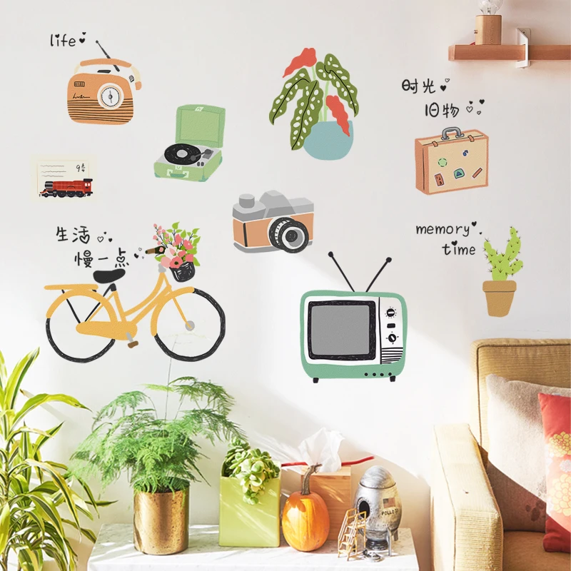 Cartoon Simple Wall Stickers Dormitory Living Room Bedroom Wall Decoration Decals Bicycle Phonographs Retro Wallpaper Home Decor
Cartoon Simple Wall Stickers Dormitory Living Room Bedroom Wall Decoration Decals Bicycle Phonographs Retro Wallpaper Home Decor