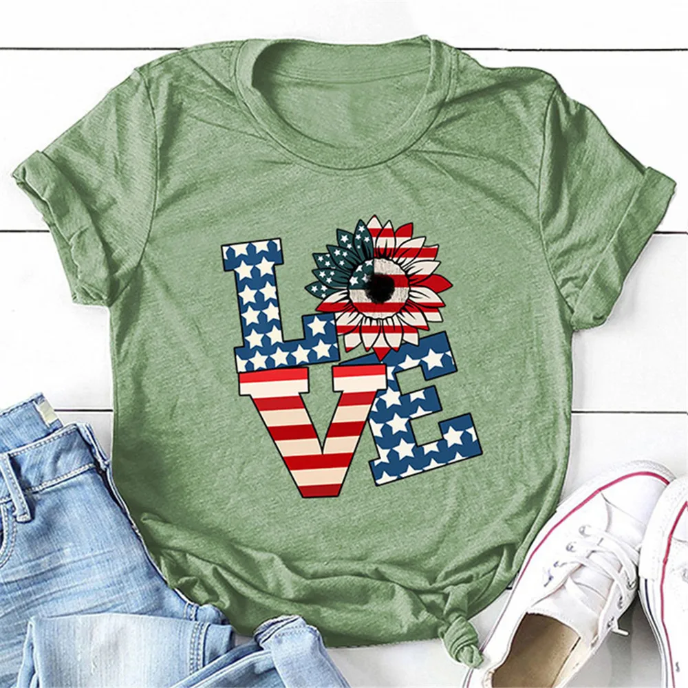 American Flag LOVE Print Women T Shirts for Summer Clothing Plus Size American National Day Tees Female Harajuku Aesthetic Tops
American Flag LOVE Print Women T Shirts for Summer Clothing Plus Size American National Day Tees Female Harajuku Aesthetic Tops