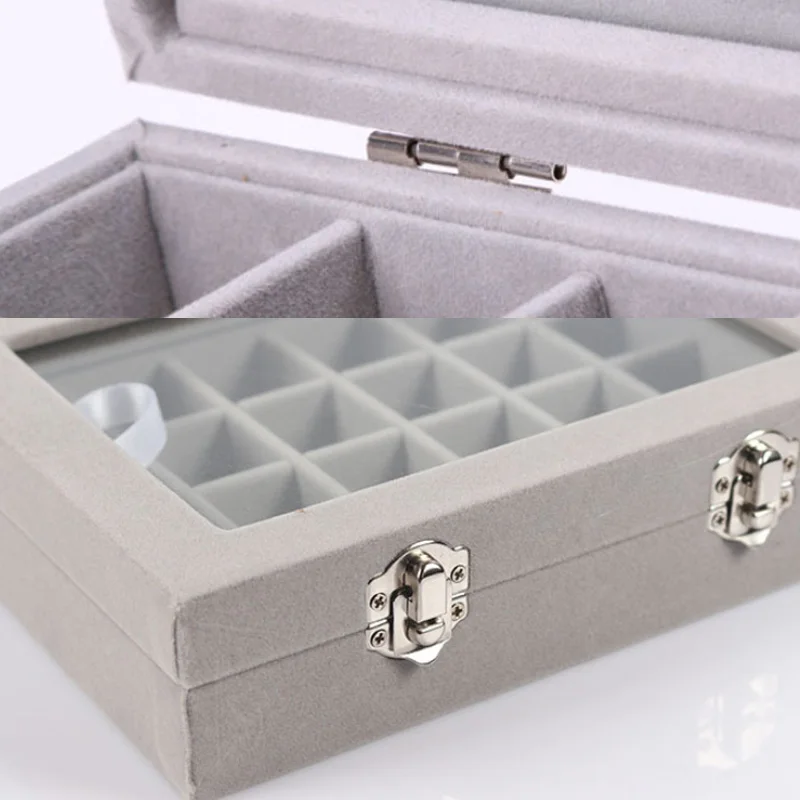 New 24 Grids Size 20*15*4.8cm Velvet Jewelry Organizer Ring Earring Holder Pendant Jewellery Box Tray Storage Glass Lid Showcase
New 24 Grids Size 20*15*4.8cm Velvet Jewelry Organizer Ring Earring Holder Pendant Jewellery Box Tray Storage Glass Lid Showcase