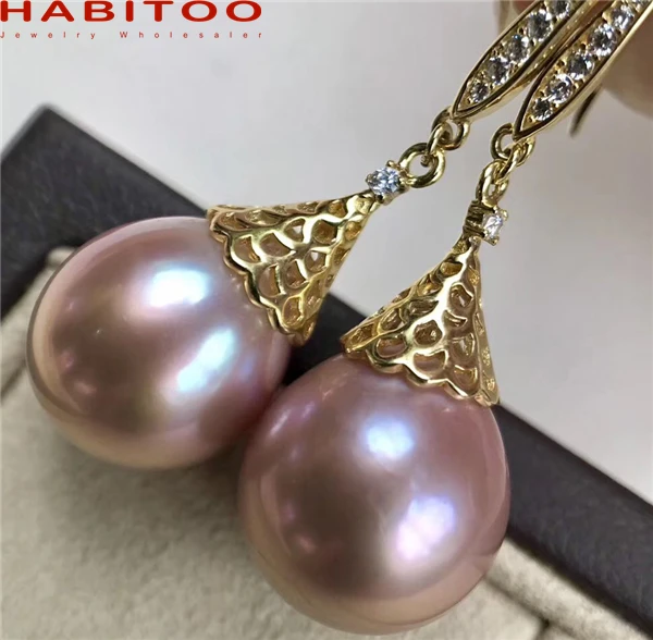 HABITOO Elegant 12-13mm Natural Purple Drop Pearl 925 Silver Ear Dangle Pearl Earrings for Women Cubic Zircon Rhinestone Jewelry
HABITOO Elegant 12-13mm Natural Purple Drop Pearl 925 Silver Ear Dangle Pearl Earrings for Women Cubic Zircon Rhinestone Jewelry