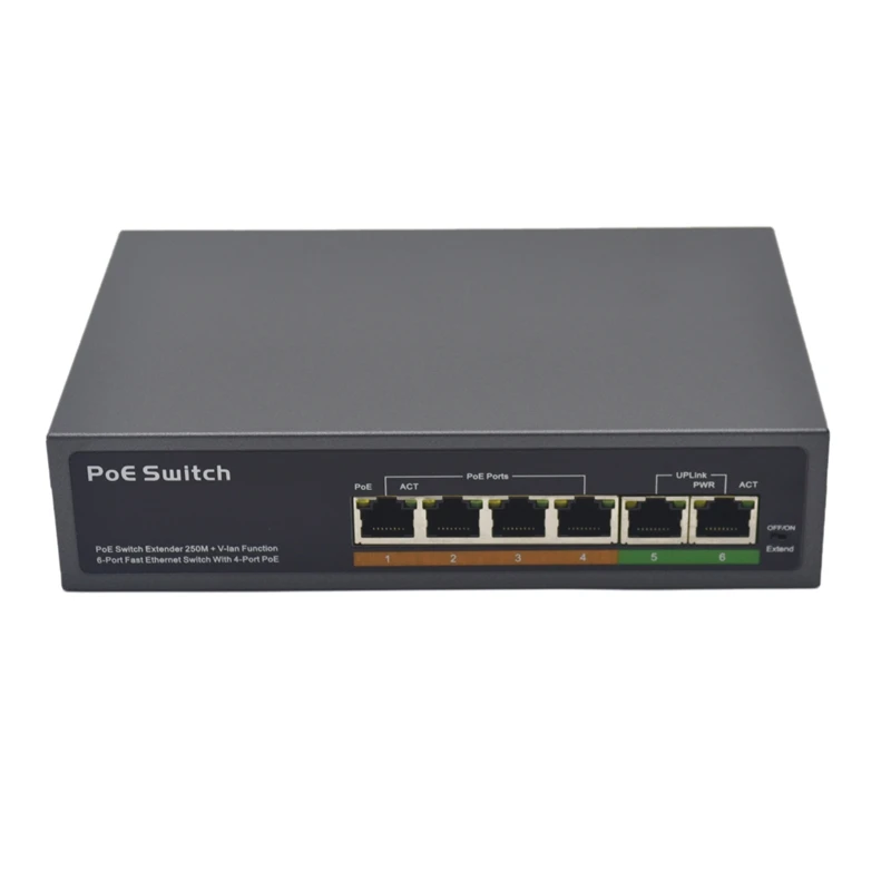 Poe Switch Network PSE604EX V2.0 Standard 48V 4+2 Port Smart Poe Switch POE Camera Poe Switch Network for Cctv(US Plug)
Poe Switch Network PSE604EX V2.0 Standard 48V 4+2 Port Smart Poe Switch POE Camera Poe Switch Network for Cctv(US Plug)