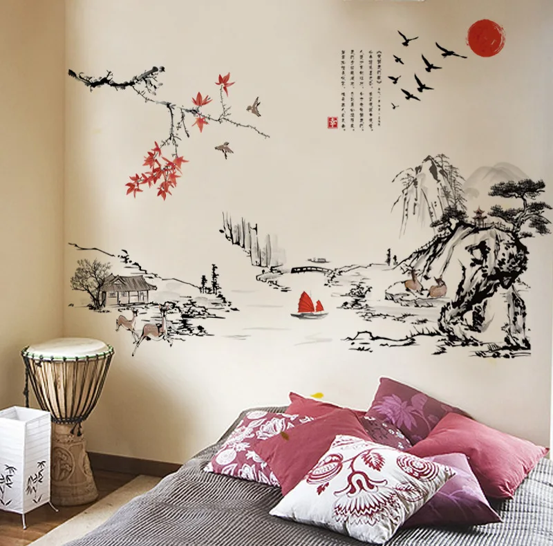 Chinese Landscape Painting Wall Stickers for Living room Bedroom Home Decoration Art Wall Decals Murals
Chinese Landscape Painting Wall Stickers for Living room Bedroom Home Decoration Art Wall Decals Murals