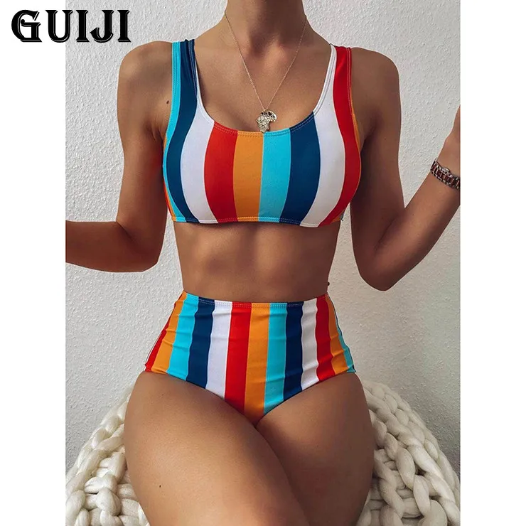 [Guiji】ready Stock 2021 новые сексуальные бикини с высокой талией, полосатый купальник, женский купальник бикини на бретелях
[Guiji】ready Stock 2021 новые сексуальные бикини с высокой талией, полосатый купальник, женский купальник бикини на бретелях