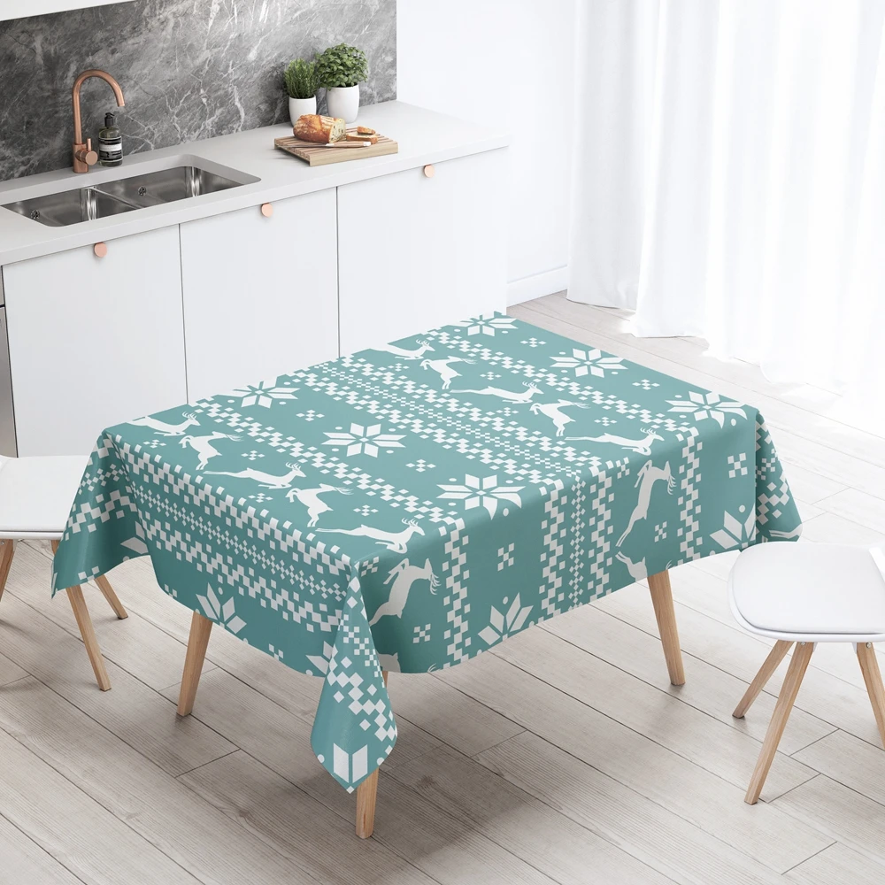 

Green Christmas Tablecloth for Table Cloth Cover Decoration Waterproof Decor Dining Rectangular Anti-stain Kitchen Oilcloth