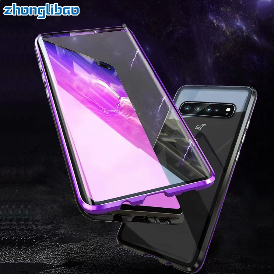 Встроенный магнитный металлический чехол для Samsung S10 5G S9 S8 Note10 Plus Note 10 9 8 A50 A60 A70 2019