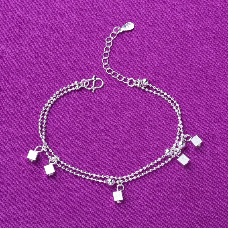 Fashion Double Layer Square 925 Sterling Silver Charm Bracelets & Bangles Anklet For Women Wedding Party Jewelry A175
Fashion Double Layer Square 925 Sterling Silver Charm Bracelets & Bangles Anklet For Women Wedding Party Jewelry A175