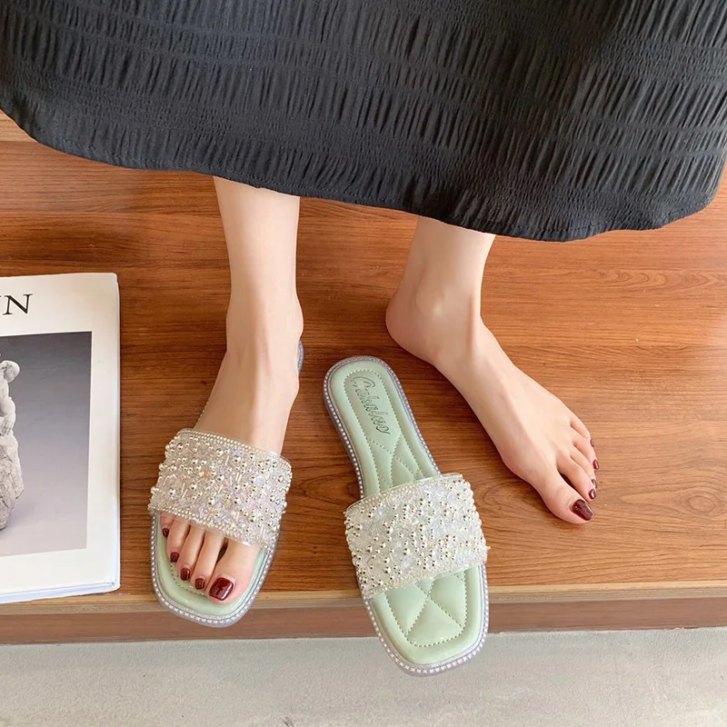 Shoes Ladies' Slippers Luxury Slides Slipers Women String Bead Designer Summer 2021 Flat PU Basic Fashion Shoes Slippers Flat Lu
Shoes Ladies' Slippers Luxury Slides Slipers Women String Bead Designer Summer 2021 Flat PU Basic Fashion Shoes Slippers Flat Lu