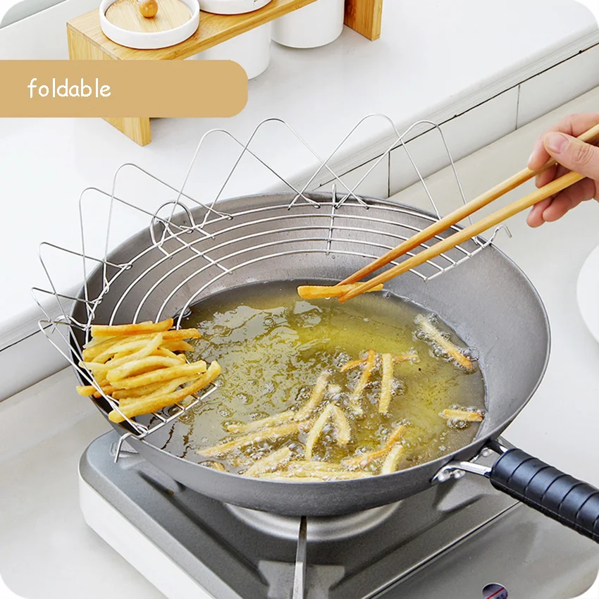 Multi-function Frying Oil Filter Rack Stainless Steel Semicircle Steaming Drain Holder Kitchen Cooking Foldable Gadgets 
Multi-function Frying Oil Filter Rack Stainless Steel Semicircle Steaming Drain Holder Kitchen Cooking Foldable Gadgets