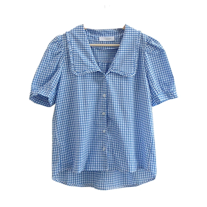 Summer Retro French Plaid Shirt Women's Puff Sleeve Ruffled Top Design Sense Niche Young Outdoor All-Matching
Summer Retro French Plaid Shirt Women's Puff Sleeve Ruffled Top Design Sense Niche Young Outdoor All-Matching