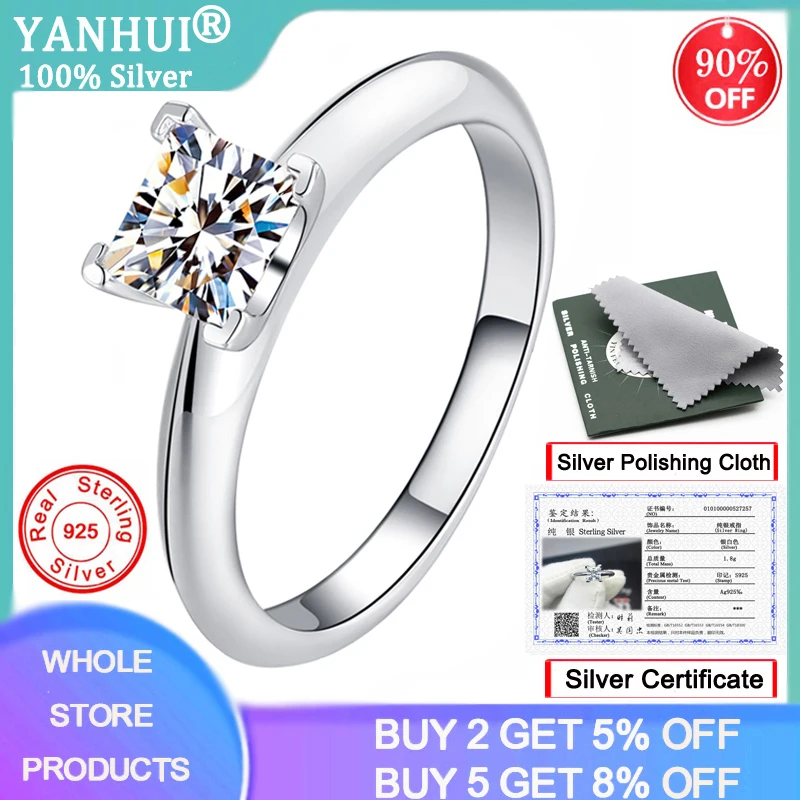 YANHUI Real 925 Silver Rings For Women With Certificate Bridal Jewelry Simple Design Square Zircon Engagement Wedding Rings R257
YANHUI Real 925 Silver Rings For Women With Certificate Bridal Jewelry Simple Design Square Zircon Engagement Wedding Rings R257