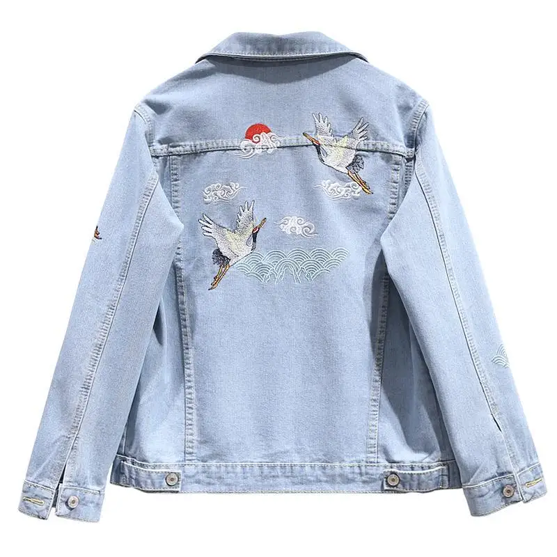Embroidery Cartoon Denim Jacket Women Outerwear Spring Autumn Plus Size Slim Short Coat Female Casual Vintage Basic Jackets
Embroidery Cartoon Denim Jacket Women Outerwear Spring Autumn Plus Size Slim Short Coat Female Casual Vintage Basic Jackets