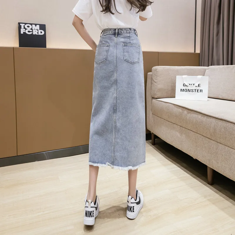Denim Skirts Womens 2021 Spring Summer High Waist Skirts Buttons Open Split Bottoms Package Hip Skirts Female Daily Clothes
Denim Skirts Womens 2021 Spring Summer High Waist Skirts Buttons Open Split Bottoms Package Hip Skirts Female Daily Clothes