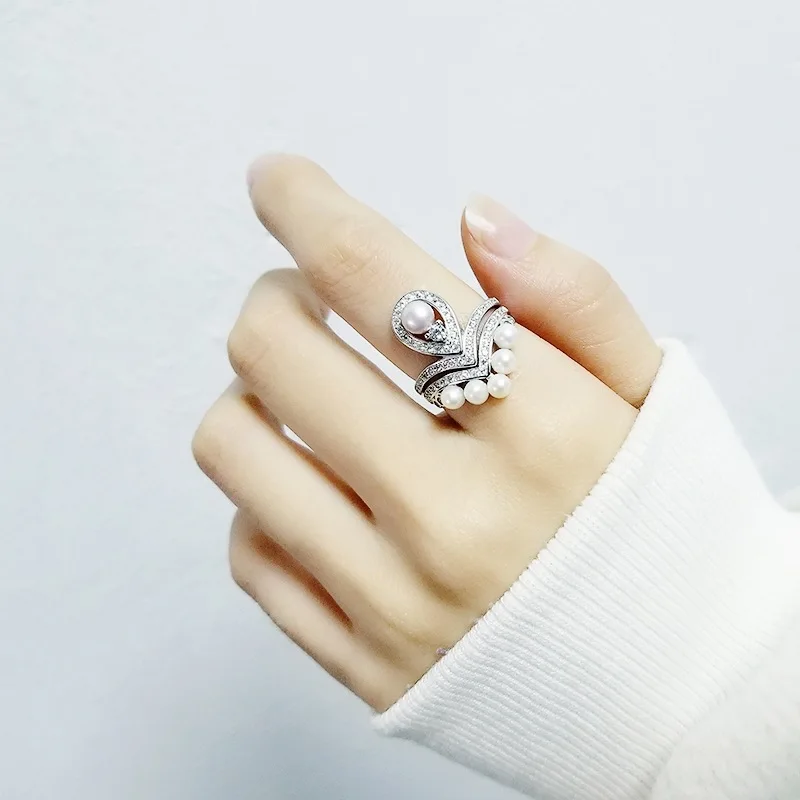 European and American Female Retro Personality Fresh water pearl Ring Zirconium S925 Silver Opening Adjustable ring 723
European and American Female Retro Personality Fresh water pearl Ring Zirconium S925 Silver Opening Adjustable ring 723