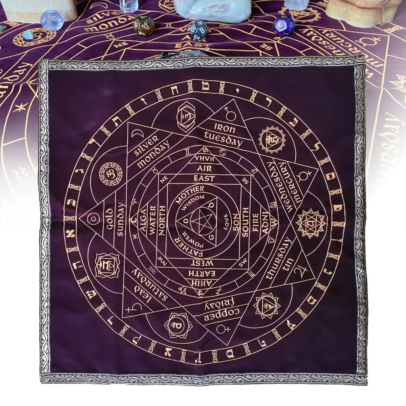 58x58cm Spiritual Astrology Altar Tarot Divination Cards Cloth Table Cloth Mat Altar Piece Decor
58x58cm Spiritual Astrology Altar Tarot Divination Cards Cloth Table Cloth Mat Altar Piece Decor