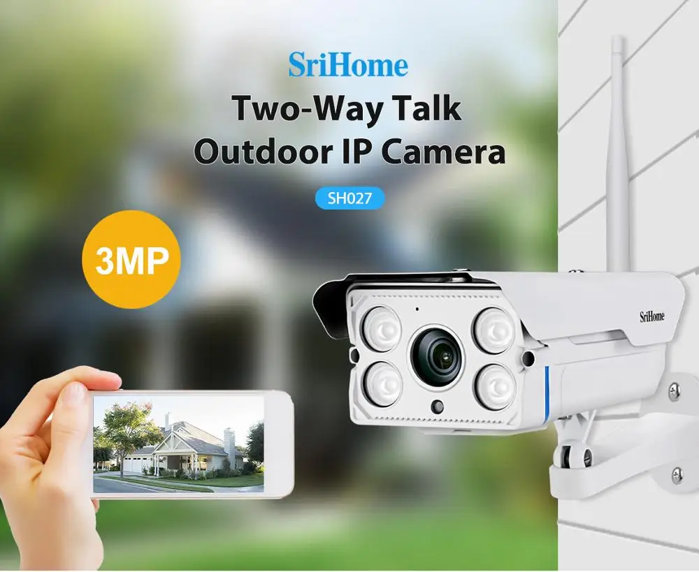 Sricam SH027 3 Мп наружная H.265 Wi Fi IP Двухсторонняя связь 5 кратный зум Водонепроницаемая