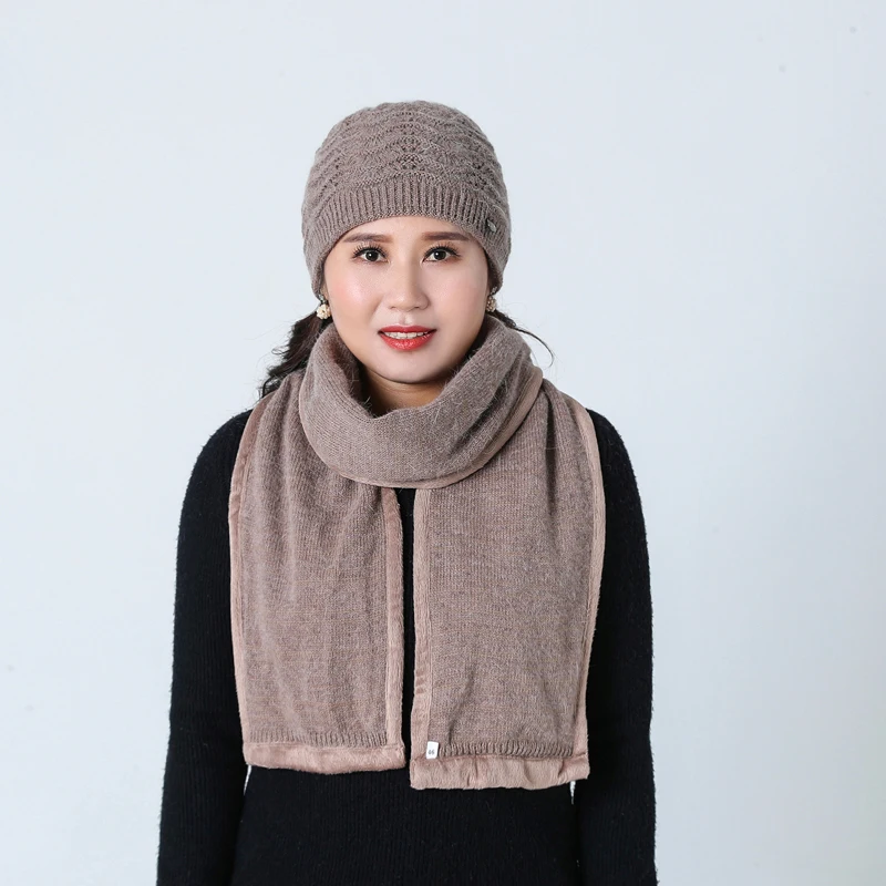 High Quality Female Middle-aged Skullies Rabbit Wool Blend Winter Warm Knitted Wool Hat Beanie Hats Scarf Two Piece
High Quality Female Middle-aged Skullies Rabbit Wool Blend Winter Warm Knitted Wool Hat Beanie Hats Scarf Two Piece