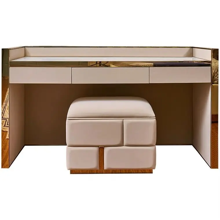 

Modern dressing table makeup stool storage bedroom light luxury dressing table customization