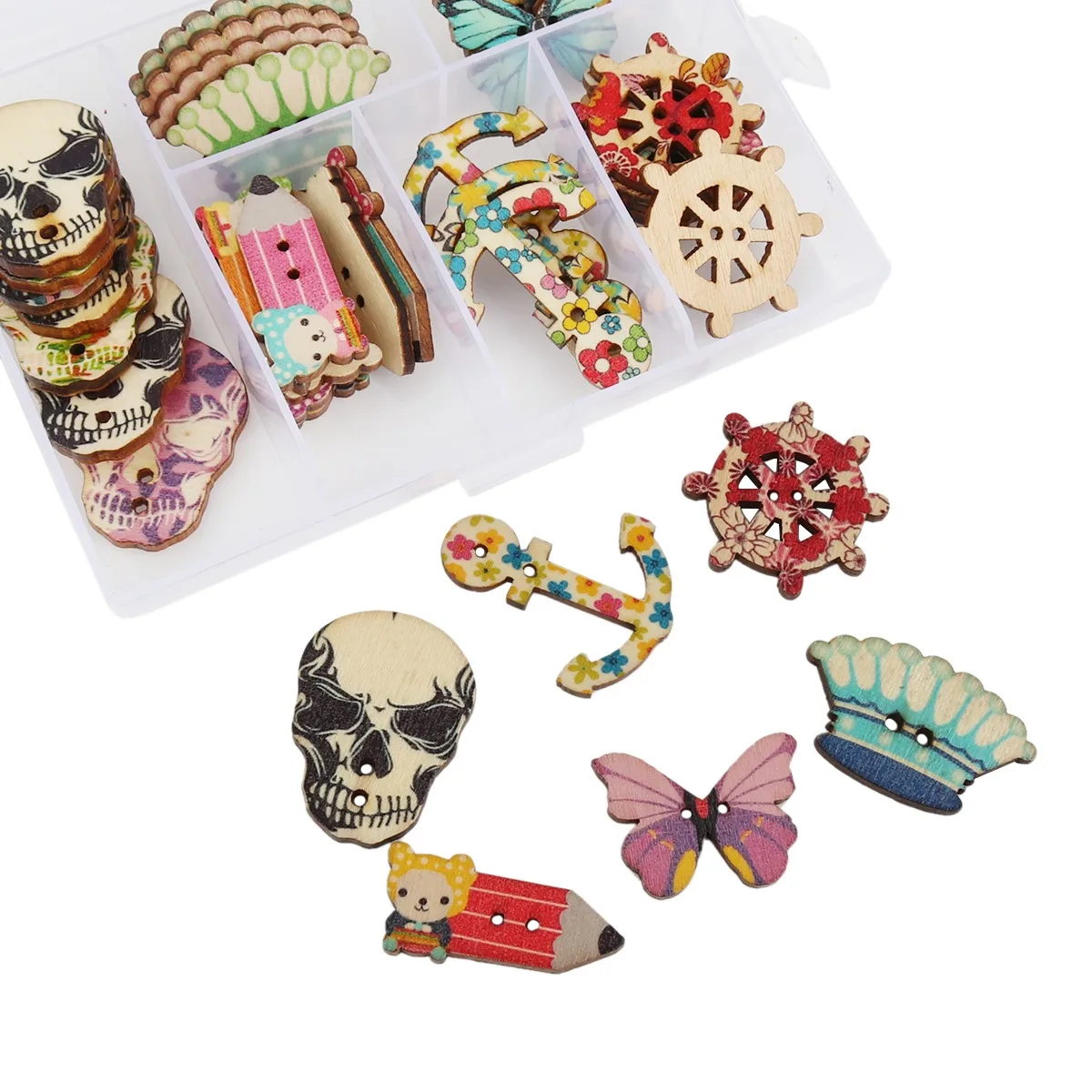 Plastic Box Packaging Button Set 6 Kinds Colorful Multi Pattern Shape Cute Cartoon 2 Hole Wooden Buttons Kids Clothes Handmade
Plastic Box Packaging Button Set 6 Kinds Colorful Multi Pattern Shape Cute Cartoon 2 Hole Wooden Buttons Kids Clothes Handmade
