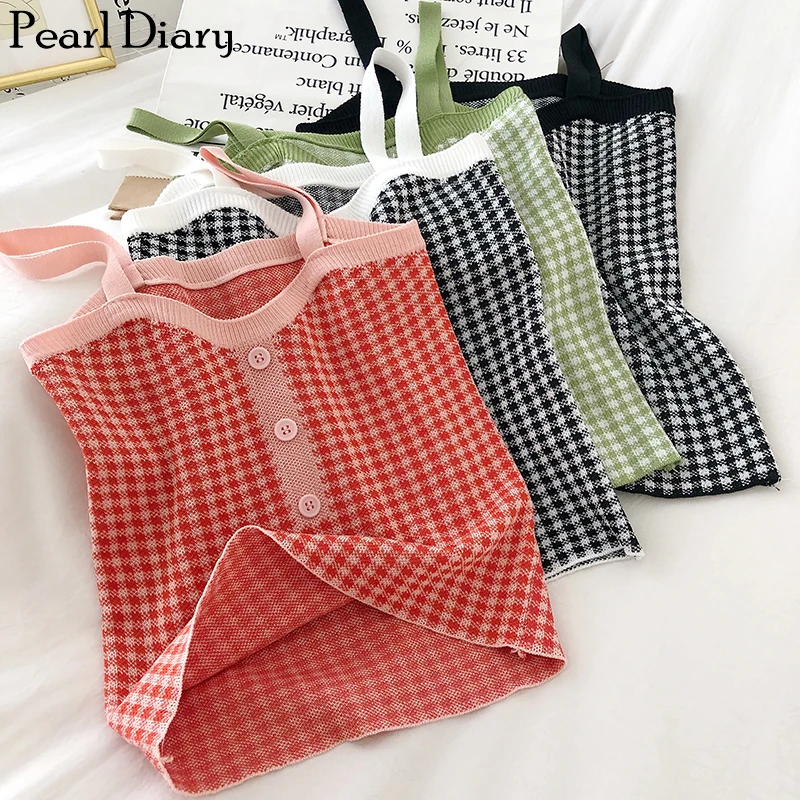 Pearl Diary Women Plaid Tank Top Summer Sweater Knit Crop Top Stretch V Neck Vintage Skinny Short Top Cute Plaid Crop Shirts
Pearl Diary Women Plaid Tank Top Summer Sweater Knit Crop Top Stretch V Neck Vintage Skinny Short Top Cute Plaid Crop Shirts