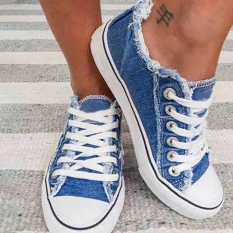 Plus size platform shoes breathable denim lace-up casual shoes woman flats solid summer sneakers women shoes Tenis Feminino
Plus size platform shoes breathable denim lace-up casual shoes woman flats solid summer sneakers women shoes Tenis Feminino