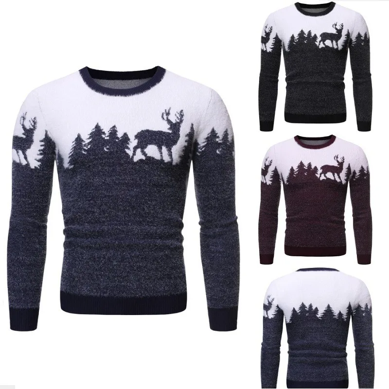 New Men 's Sweater Slim Fit Warm Knitwear 2021 Autumn and Winter Christmas Elk Printing
New Men 's Sweater Slim Fit Warm Knitwear 2021 Autumn and Winter Christmas Elk Printing