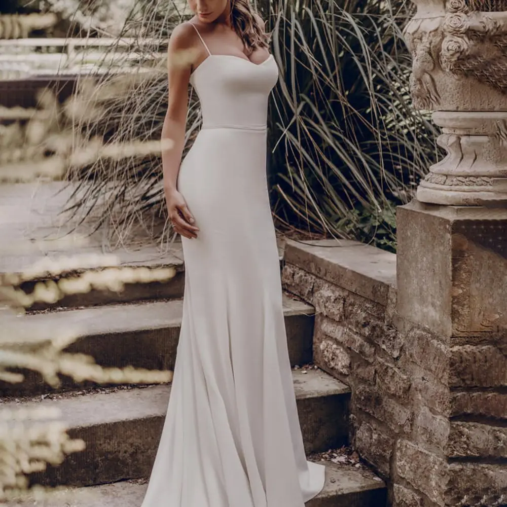 Satin Mermaid Wedding Dress Sexy Spaghetti Straps Simple Open Back 2021 White Bridal Dress For Women Lady Robe De Mariee Custom
Satin Mermaid Wedding Dress Sexy Spaghetti Straps Simple Open Back 2021 White Bridal Dress For Women Lady Robe De Mariee Custom