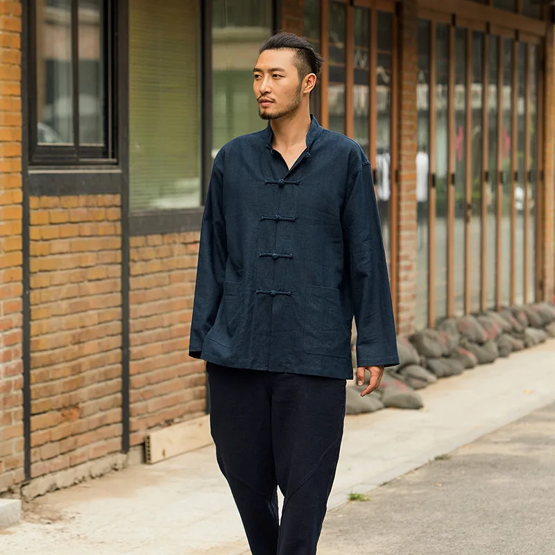 Spring new linen cardigan Chinese wind retro castor casual long-sleeved Tang dress button decoration Kung Fu clothing 
Spring new linen cardigan Chinese wind retro castor casual long-sleeved Tang dress button decoration Kung Fu clothing