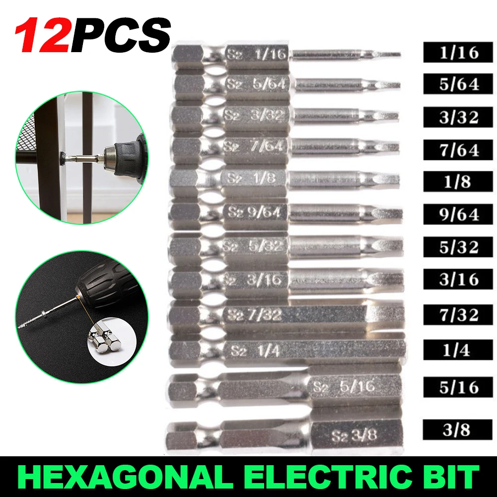 12Pc Hex Head Allen Wrench Drill Bit Set Quick Change Connect Screwdrivers Power Drill Bit with Hex Shank 1/16-3/8inch Accessory
12Pc Hex Head Allen Wrench Drill Bit Set Quick Change Connect Screwdrivers Power Drill Bit with Hex Shank 1/16-3/8inch Accessory