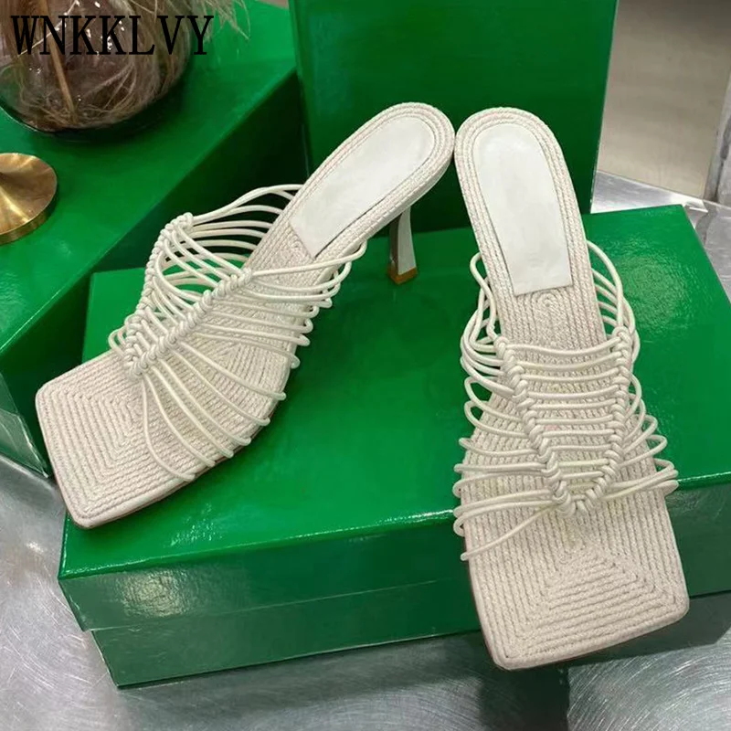 Runway Square Toe Thin High Heels Sandals Women Knotted Net Hemp Rope Insole Sandalias Summer Sexy Party Dress Shoes Female 2021
Runway Square Toe Thin High Heels Sandals Women Knotted Net Hemp Rope Insole Sandalias Summer Sexy Party Dress Shoes Female 2021