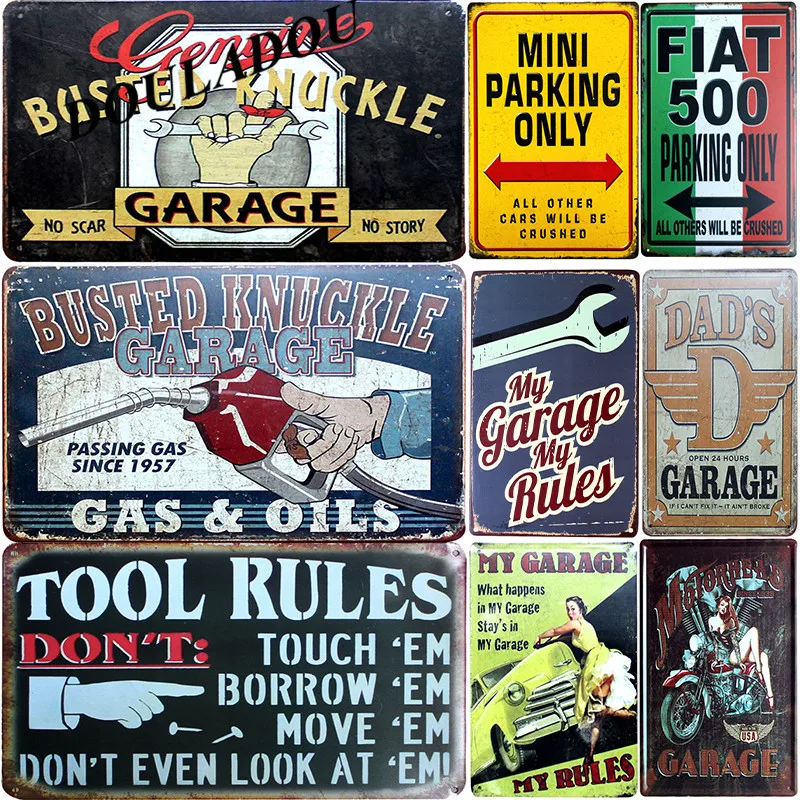 

[Douladou] My Garage My Rules plate Vintage Metal Tin Sign Bar Pub Wall Decoration Retro Plaque Poster Plate 30*20CM