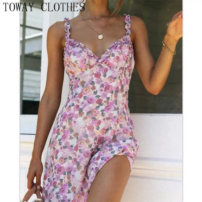 2021 Women Summer Sweetheart Neck Floral Print Spaghetti Strap Ruffles Dress Casual Chic Mini Dresses
2021 Women Summer Sweetheart Neck Floral Print Spaghetti Strap Ruffles Dress Casual Chic Mini Dresses