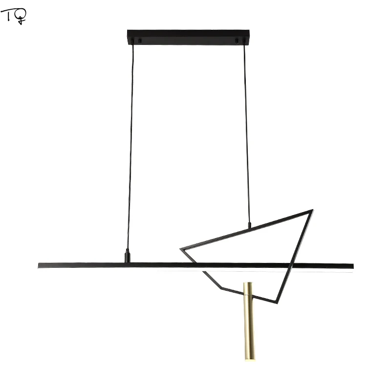 Nordic Modern Minimalist Long Strip Led Pendant Light Creative Geometry Simple Hanging Lamp Dining Room Living Studio Cafe | Лампы и