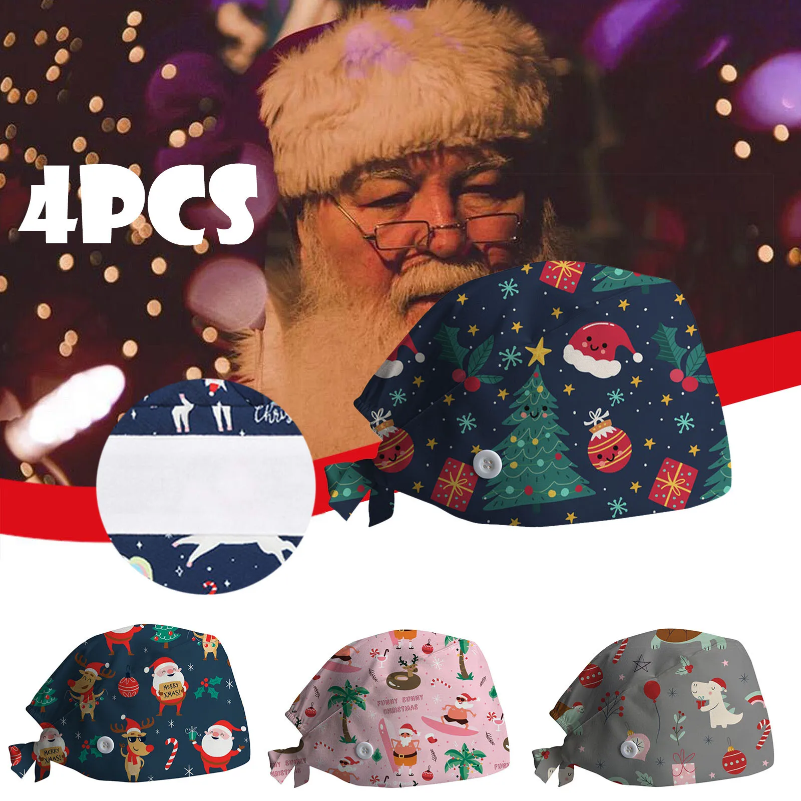 4 шт., Новогодняя шапочка для медсестры, с принтом
4 шт., Новогодняя шапочка для медсестры, с принтом