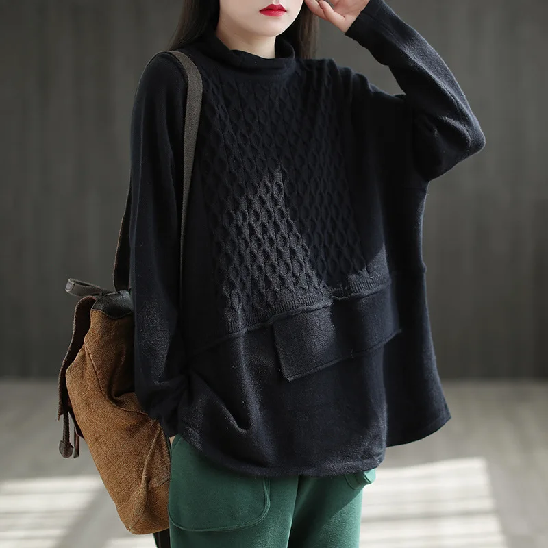 Knitted Sweater Women's Half High Collar Loose Tops New Autumn Winter Casual Brown Black Gray Color Elastic Pullovers
Knitted Sweater Women's Half High Collar Loose Tops New Autumn Winter Casual Brown Black Gray Color Elastic Pullovers