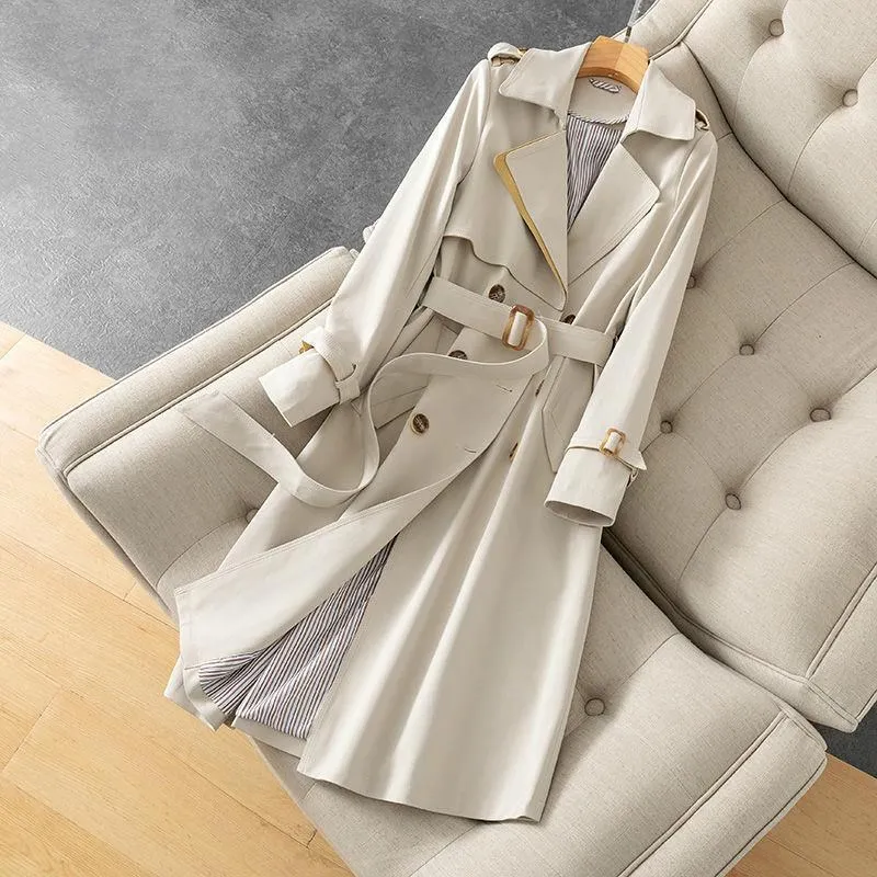 Женская ветровка с поясом верхняя одежда средней длины весна-осень 2022 пальто