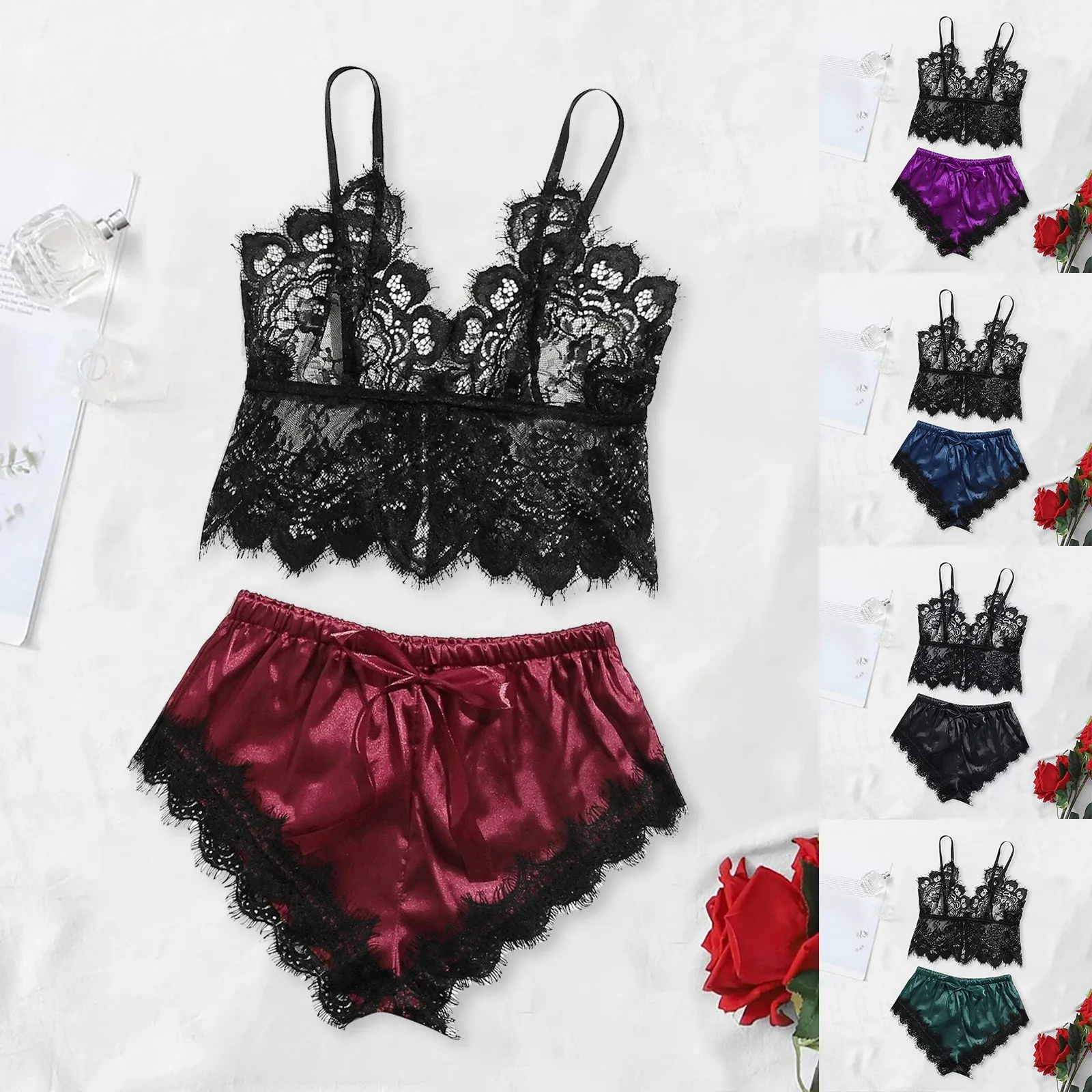 New Sexy Lace Lingerie Silk Underwear Sleepwear Underwear Pajamas Satin Women Sexy Bra Set Ladies Sexy Lace Comfortable
New Sexy Lace Lingerie Silk Underwear Sleepwear Underwear Pajamas Satin Women Sexy Bra Set Ladies Sexy Lace Comfortable