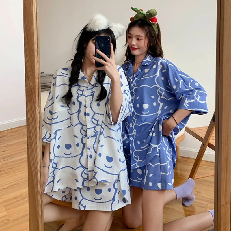 2021 New Style Pajamas Women Summer Thin Cotton Sleepwear Short-sleeved Two-piece Suit Homewear Summer Nightwear Pyjamas
2021 New Style Pajamas Women Summer Thin Cotton Sleepwear Short-sleeved Two-piece Suit Homewear Summer Nightwear Pyjamas