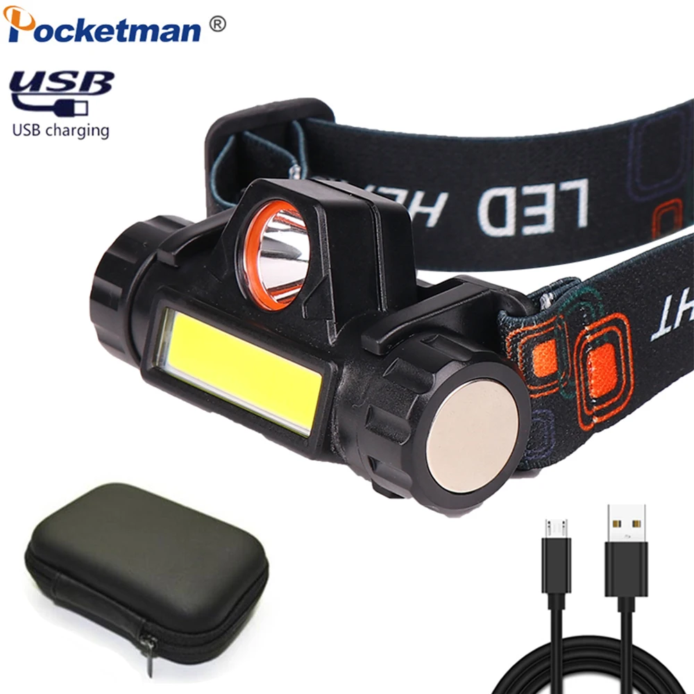 New USB Rechargeable Headlight Powerful XPE+COB Headlamp Head Torch IPX6 Waterproof Head Light with 1200mAn Built-in Battery
New USB Rechargeable Headlight Powerful XPE+COB Headlamp Head Torch IPX6 Waterproof Head Light with 1200mAn Built-in Battery