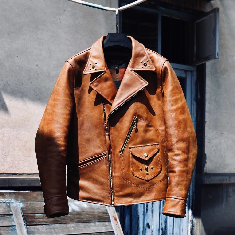 American-Style Vintage RL Style Top Layer Non-Coated Full-Grain Leather Hand-Inlaid Gem Motorcycle Leather Men's Jacket
American-Style Vintage RL Style Top Layer Non-Coated Full-Grain Leather Hand-Inlaid Gem Motorcycle Leather Men's Jacket