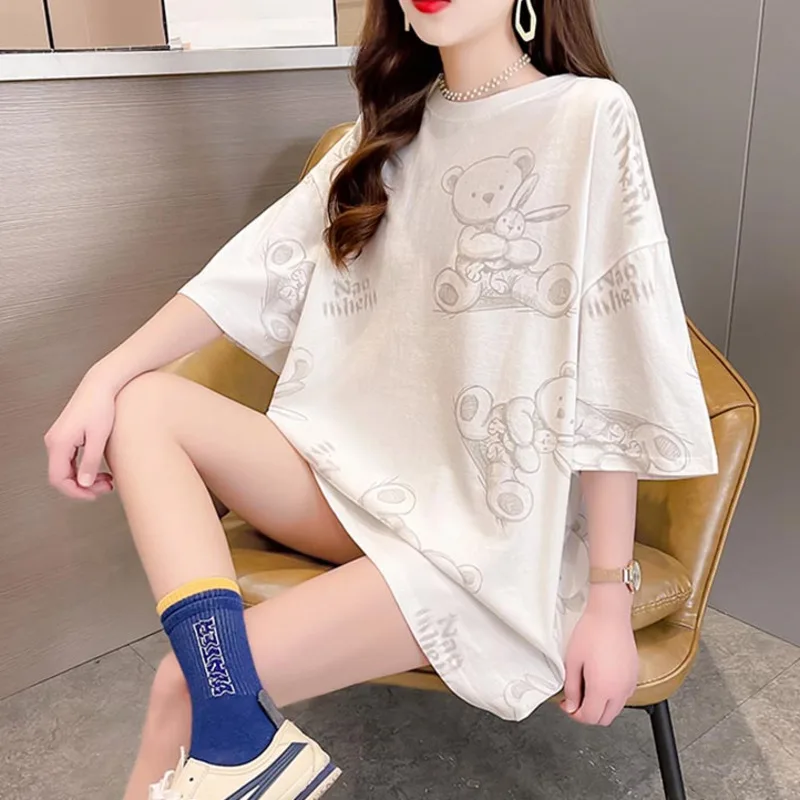 Kywommnz Plus Size Short-sleeved T-shirt Women Cover Your Belly Look Thin Fashion Cartoon Printing TShirt Top Summer 2021 E2440
Kywommnz Plus Size Short-sleeved T-shirt Women Cover Your Belly Look Thin Fashion Cartoon Printing TShirt Top Summer 2021 E2440