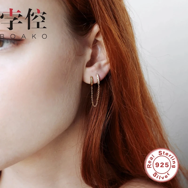 BOAKO 1 PCS Single Asymmetric Diamond-set Chain Earrings Hoops 925 Sterling Silver Earrings For Women Jewelry Zircon Earring
BOAKO 1 PCS Single Asymmetric Diamond-set Chain Earrings Hoops 925 Sterling Silver Earrings For Women Jewelry Zircon Earring