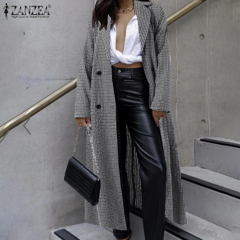ZANZEA French Elegant Plaid Trench Women Fashion Houndstooth Maxi Coat 2022 Spring Autumn Lapel Jackets Female OL Casual Outwear
ZANZEA French Elegant Plaid Trench Women Fashion Houndstooth Maxi Coat 2022 Spring Autumn Lapel Jackets Female OL Casual Outwear