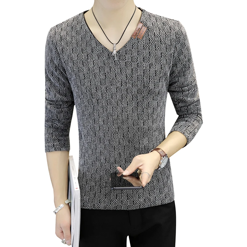 Свитер мужской, с V-образным вырезом, однотонный, с длинным рукавом, приталенный, весна, 2020 
Свитер мужской, с V-образным вырезом, однотонный, с длинным рукавом, приталенный, весна, 2020